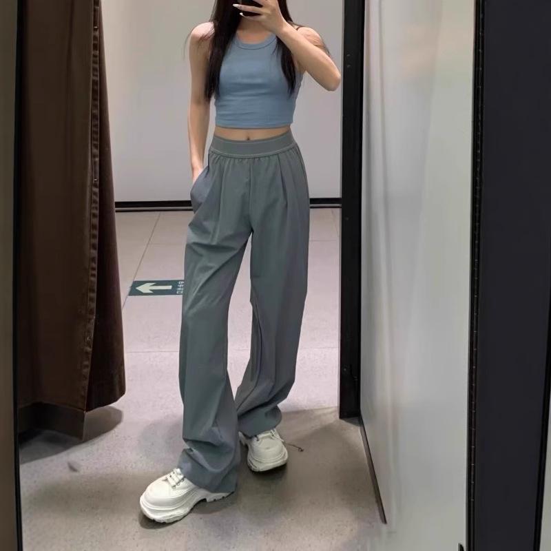 Women's High-Waisted Wide-Leg Sportswear Pants - Casual, Outdoor, Western-Style