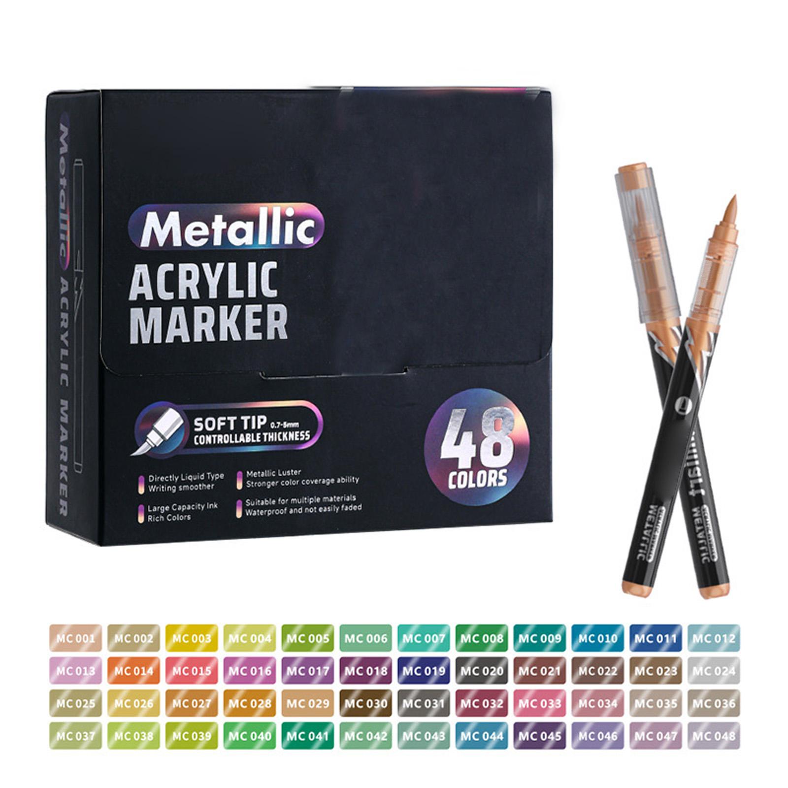 Artist Acrylic Paint Pen 48 Color Metallic Acrylic Paint Marker for Journaling Card Making Painting Art Illustrations 1