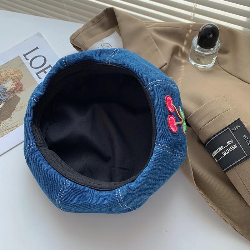 Love Cowboy Beret Women's Spring and Summer Face Small Versatile Bud Painter Hat Big Head Circumference Hat