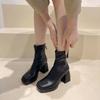 Fashion Ankle Boots for Women Chic and Elegant Woman Short Shoes Waterproof Black Booties High Quality Spring 2024 Autumn Trend Footwear