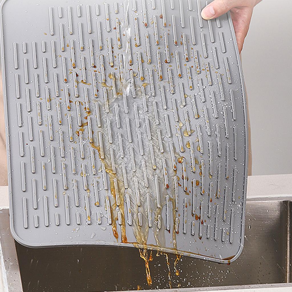 Food Grade Silicone Sink Drying Mat Space Saving Silicone Drying Drainer Mat for Kitchen Tableware and Cooking Tools