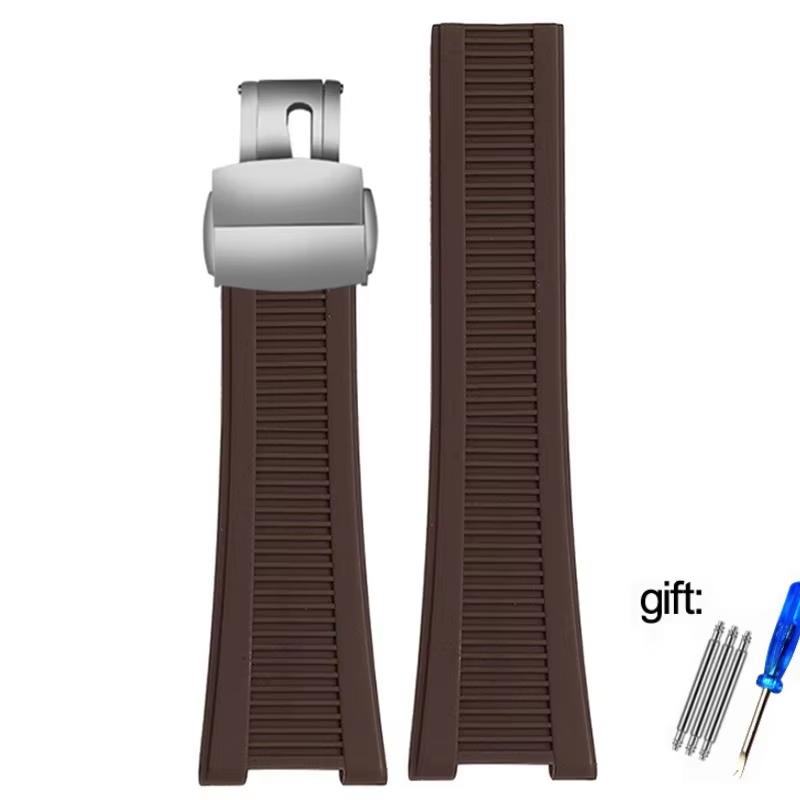 Gummi Konkaves Uhrenarmband für Patek Nautilus Philippe PP 5711 5712 Schwarz Blau Grau Braun Silikon Uhrenarmband 25mm*13mm