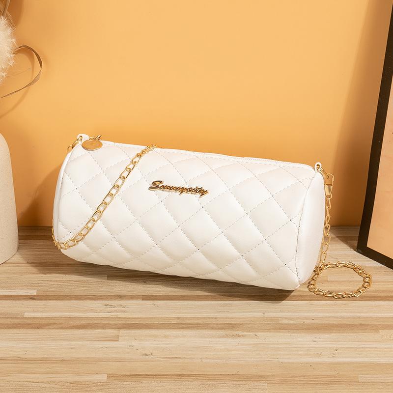 

Summer new women s cylinder messenger bag cylindrical rhombus chain bag women s cylinder messenger bag women s белый