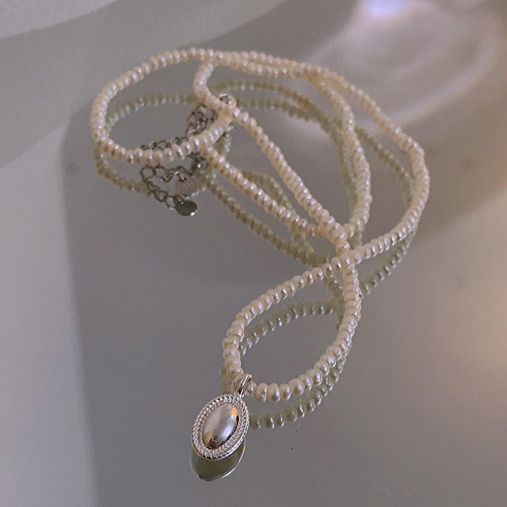 S925 Sterling Silber Koreanische Ausgabe Geometrische Perle Halskette Licht Luxus Kleine Weibliche Sommer Sinn Für Design INS Kühlen Stil