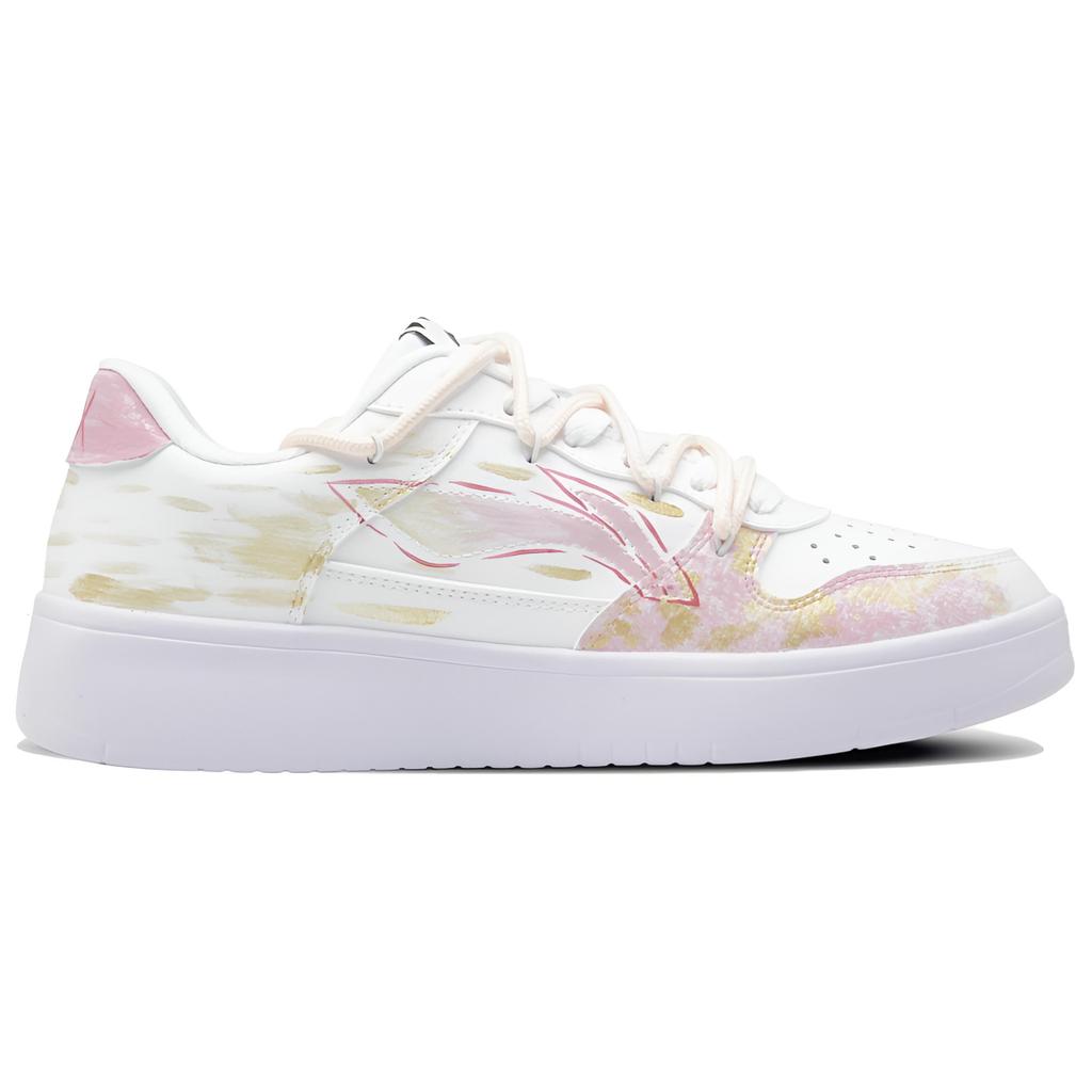 Li Ning Floating Boat Lucky Moments Cushioning, Wear Resistant Low Top Skateboard Shoes Unisex Pink Gold AGCS419-1(Team1025-)