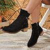 Winter Comfortable and Sexy Plus Size Horse Boots Fashionable New Round Toe Suede Square Heel Casual Short Boots for Women