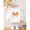 Baby Girls' Soft Pink Butterfly Cartoon Print Hoodie - Long Sleeve Round Neck Spring & Autumn Outfit