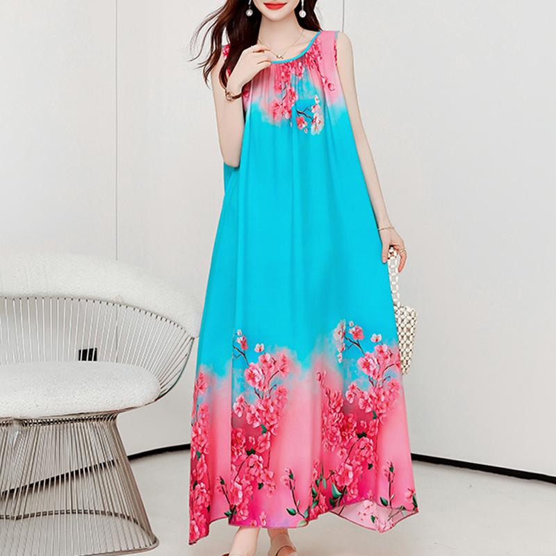 Elegant Summer Women's Summer Dress Casual Sleeveless Long Dresses Plus Size Woman Clothing