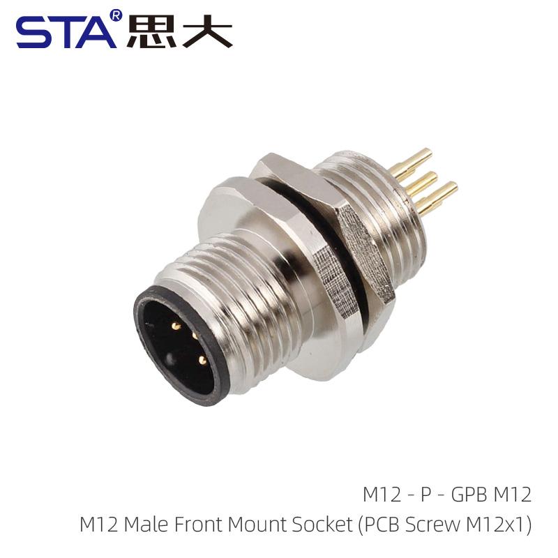 IP67 Straight M12 Connector Male Female a B C D Code 2 3 4 5 6 8 12 17Pin Front Mount M12 PCB Socket