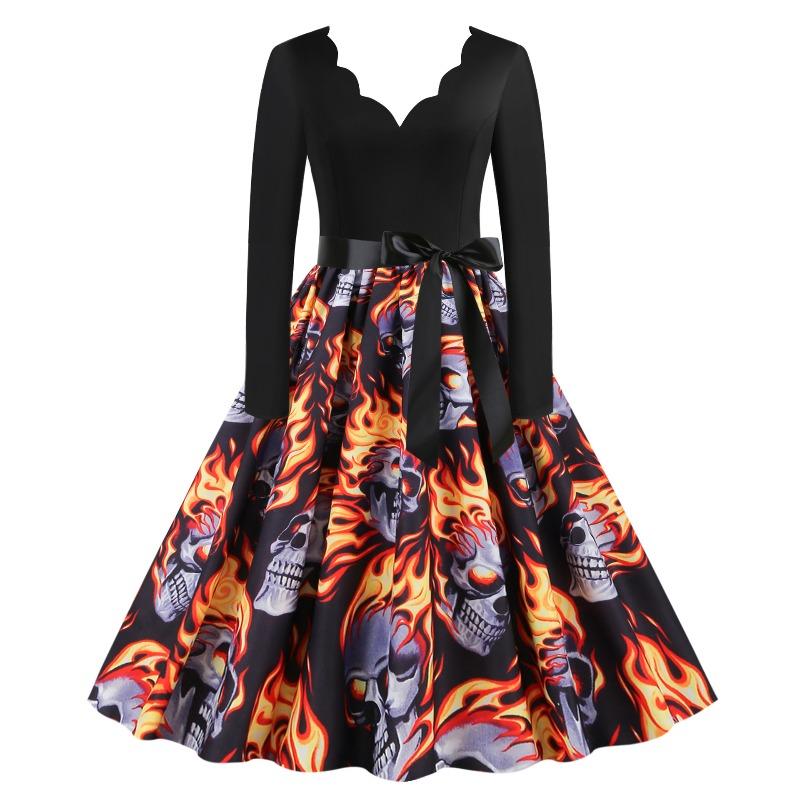 BITCED Fashion Autumn Winter Long Sleeve V-Neck Casual Dresses