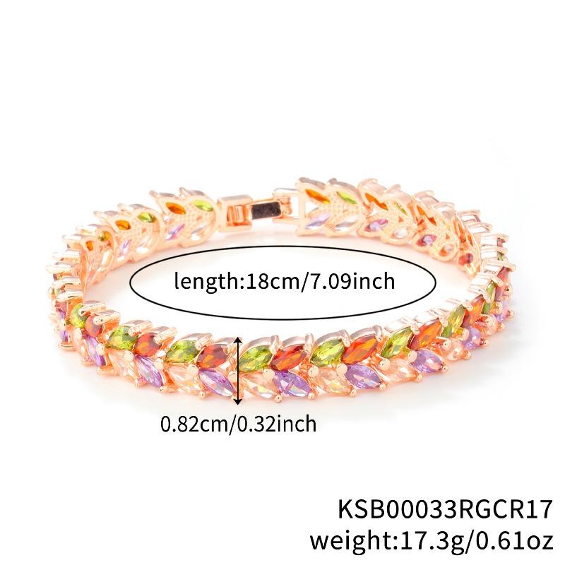 European and american bracelet bracelet jewelry fashion colorful zircon willow leaf bracelet copper crystal bracelet
