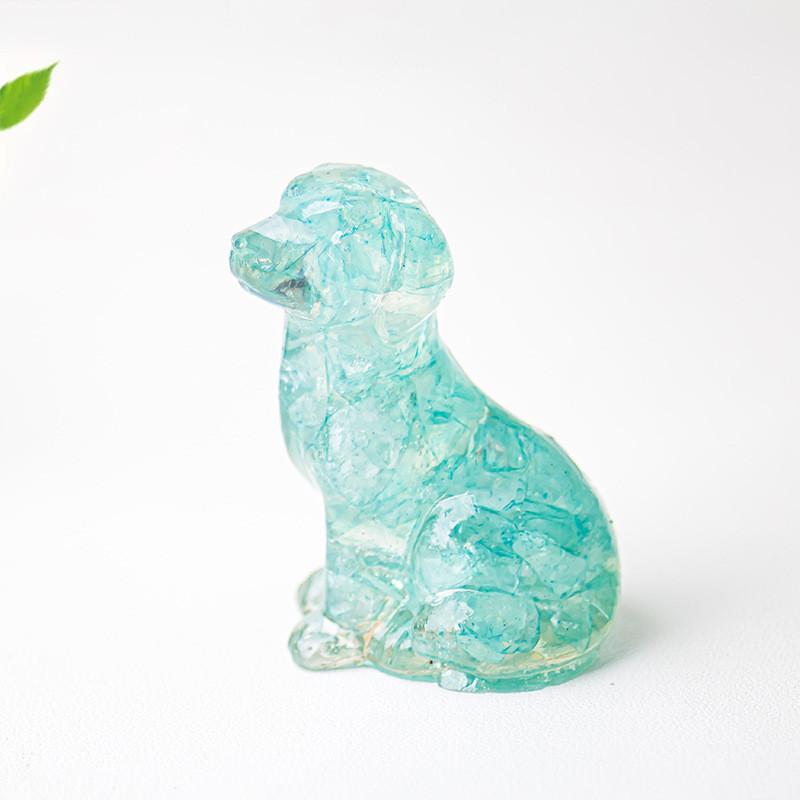 Resin Dog Figurine With Natural Crystal For Office Desk Decor And Home Gift