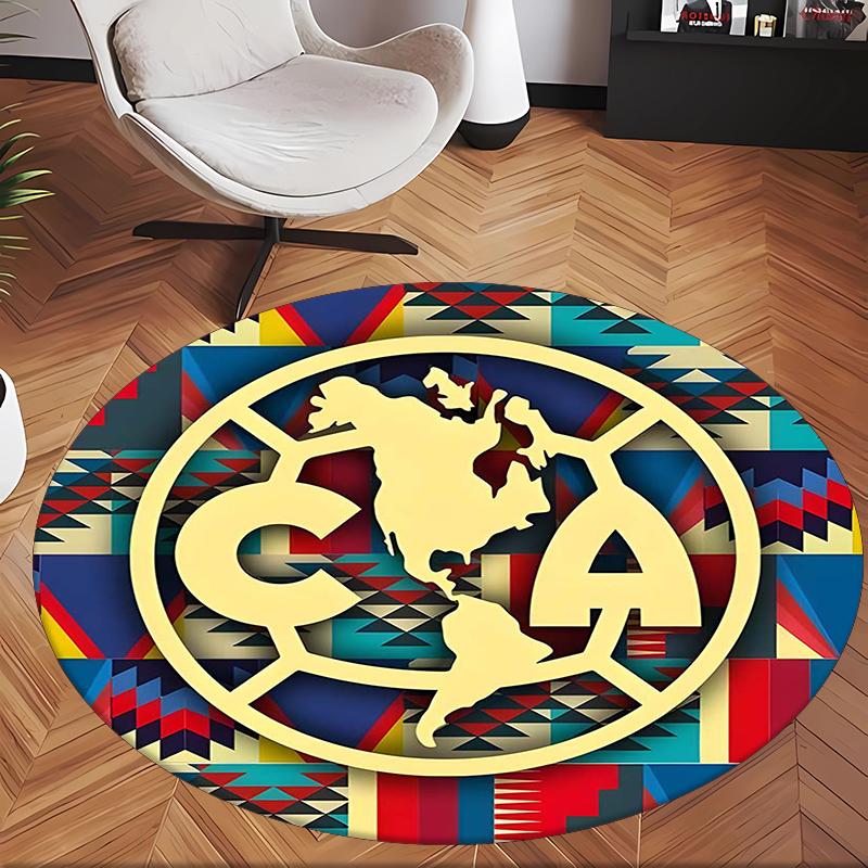 Club América (5) Round Office Rug Decorative Floor Rug for Office Bedroom Living Room and Home Space