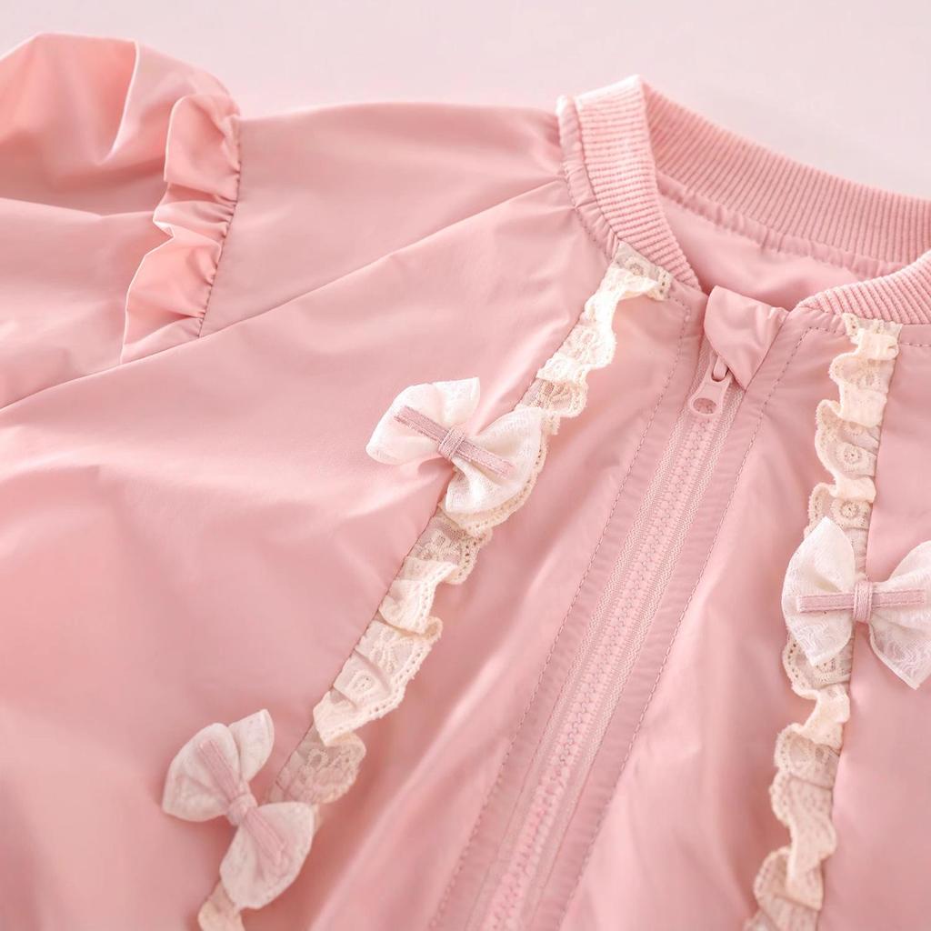 Girls' Color Block Bow Jacket - Autumn 2025 Korean Fashion Trend