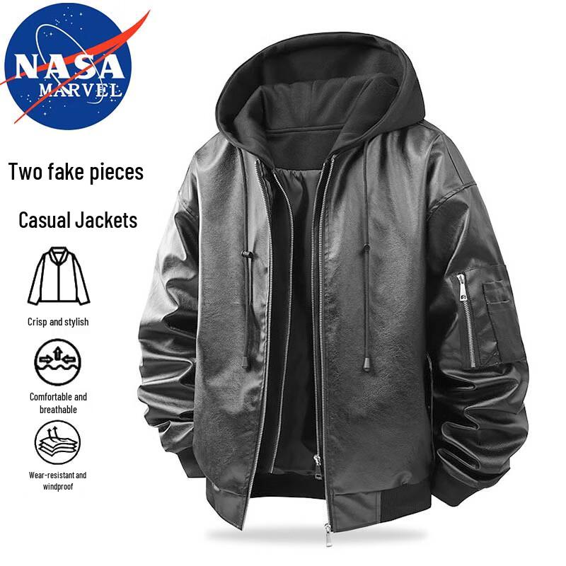 

NASA MARVEL Men s Faux Two-Piece Hooded Casual Jacket 2XL