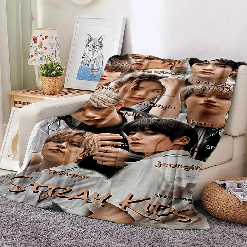 Korea Kpop Stray Kids 3D Singer Soft Flannel Blanket for Beds Bedroom Sofa Picnic,Throw Blanket for Cover Outdoors Leisure Gift