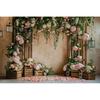Flower arched wooden grid themed children's birthday party Backdrop, adult wedding, family gathering banner photography Backdrop1
