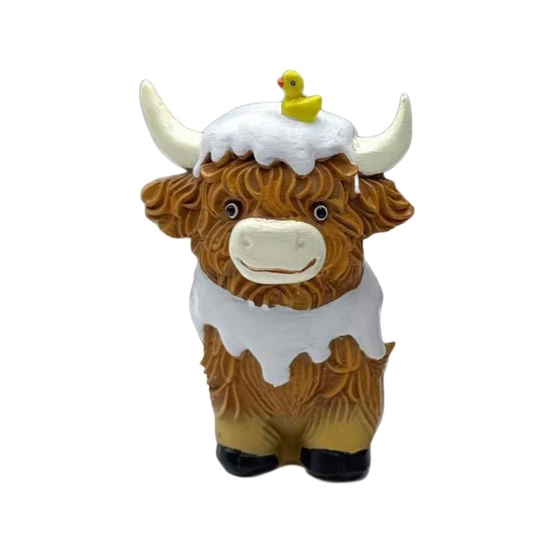 

Resins High Land Cow Statue Bathroom Theme Desktop Bookshelf Decoration Home Office Decorative Gift For Kids Adults