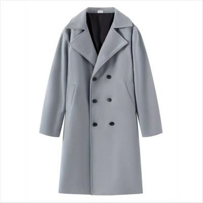 Giacca a vento doppiopetto da uomo in lana di media lunghezza slim casual cappotto in lana