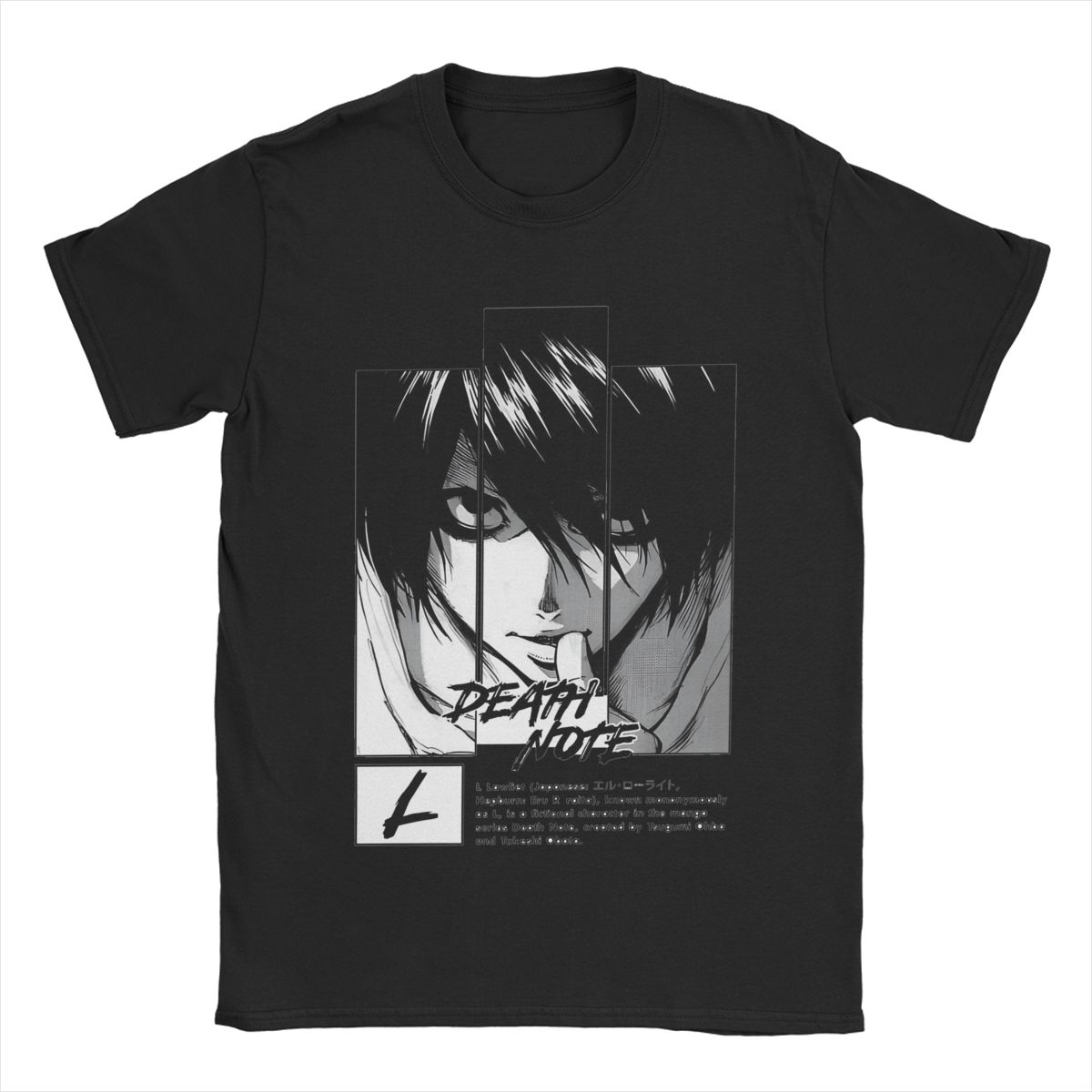 

Футболка Deaths Notes L Lawliet для мужчин, забавная футболка с коротким рукавом и круглым воротом, классическая хлопковая одежда XXXXXL чёрный