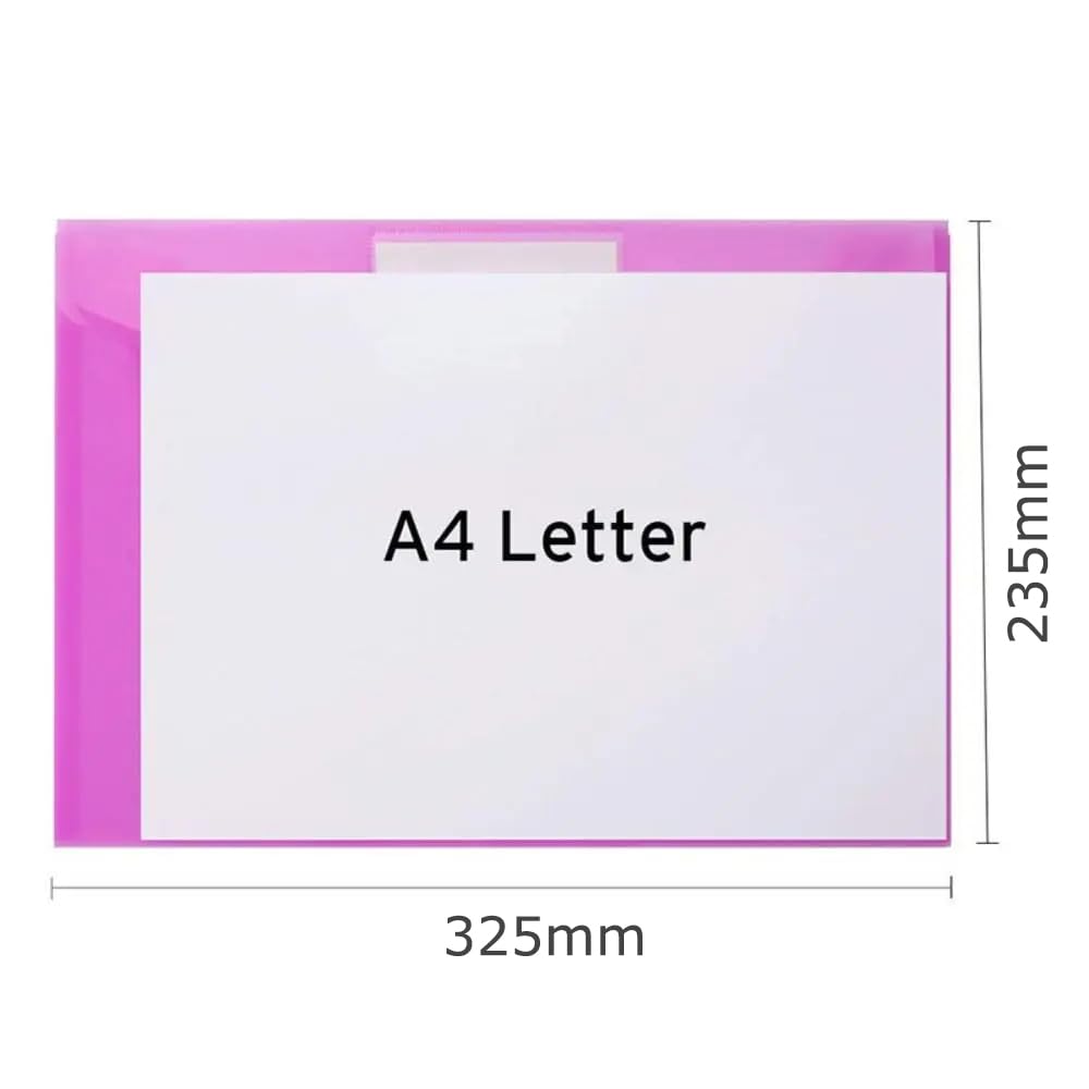 Audiofan Clear File Set A4 File Button Envelope Document Receipt for and Organizing Documents and Materials Yellow Pink Transparent Blue Purple 2 of