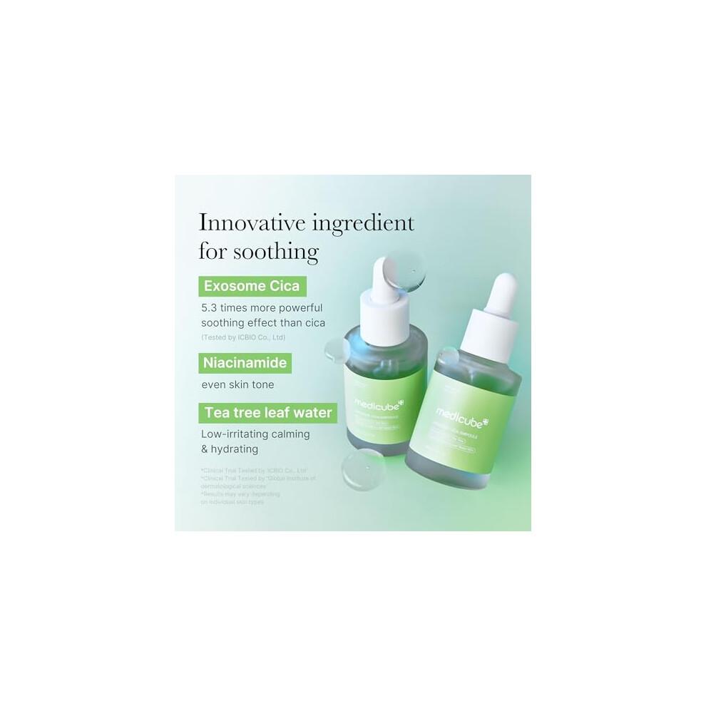 Medicube Exosome Cica Tea Tree Ampoule for Sensitive Skin with Centella Asiatica - Helps Reduce Redness and Breakouts | Low-Irrita
