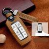 SANRILY FLL Production Leather Key Fob Cover for Genesis GV80 2021 2022 G80 GV70 G90 G70 Keyless 4/6/8 Button Key Case Shell with Keychain Brown