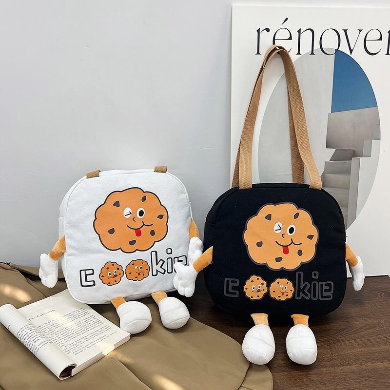 Women's Cartoon Canvas Shoulder Bag Street Trend Funny Tote Bag Animation Cartoon Women's Bag Printed Messenger Bag