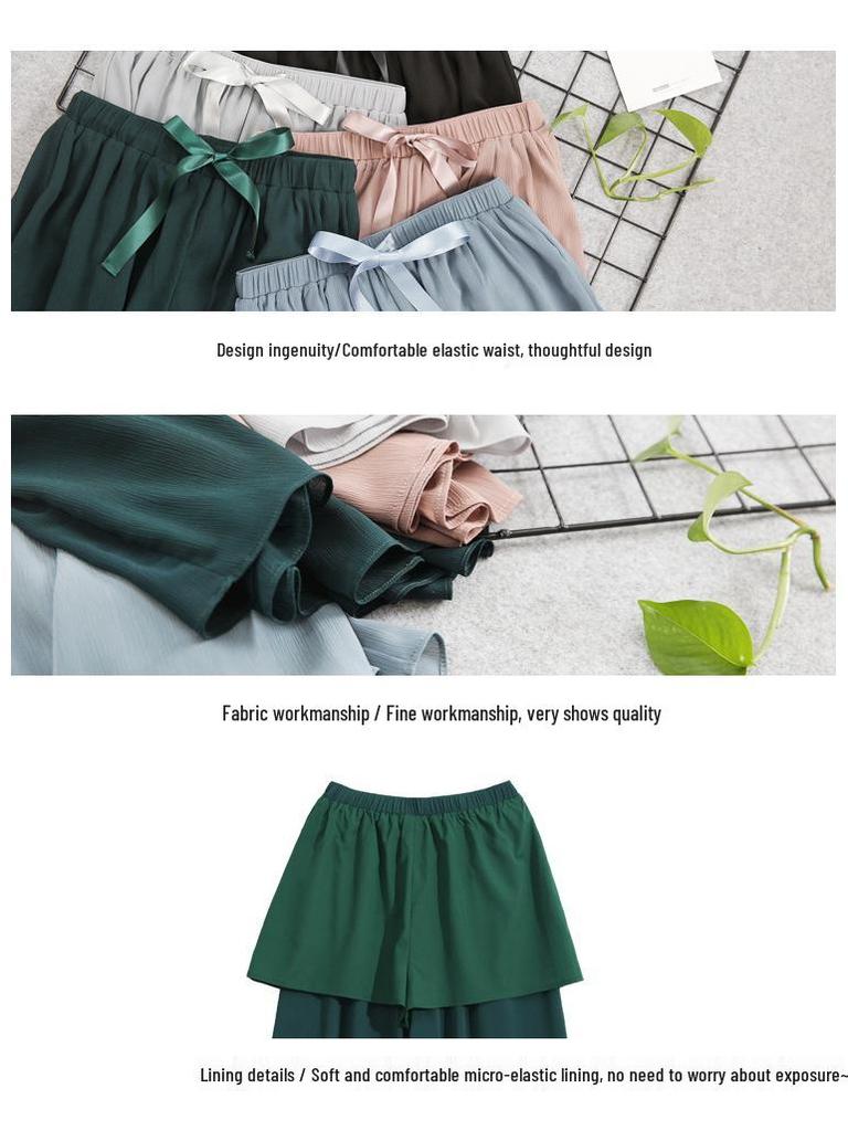 Frühlings-/Sommer Chiffon Weitbein Culottes für Übergrößen Damen - Lässig & Locker geschnitten