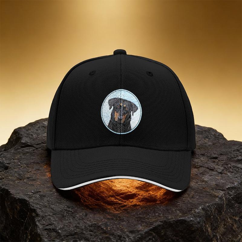 Rottweiler Head Portrait Round Cap Unisex Printed Baseball Cap Sandwich Duckbill Hat Sports Cap Suitable for Daily Commute And T