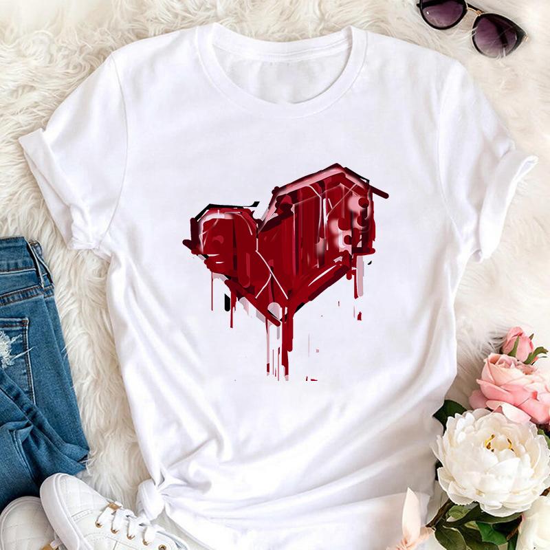 Women Graphic Tees Kawaii Printing Fashion White Cloth Casual 90S Creative Short Sleeve Tshirts Summer Basic Female Trend Style