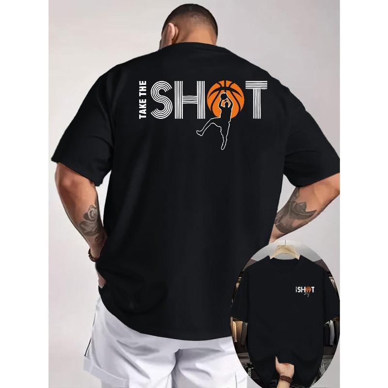 

Basketball Shooting T-Shirt with The Phrase TAKE THE SHOT , Featuring Line Letters And a Silhouette of a Player Print on The Front And Back S