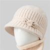 Warm Knitted Beanie Hat Women Seniors Winter Soft Rabbit Hair Cap With Wide Brim Adjustable Fit
