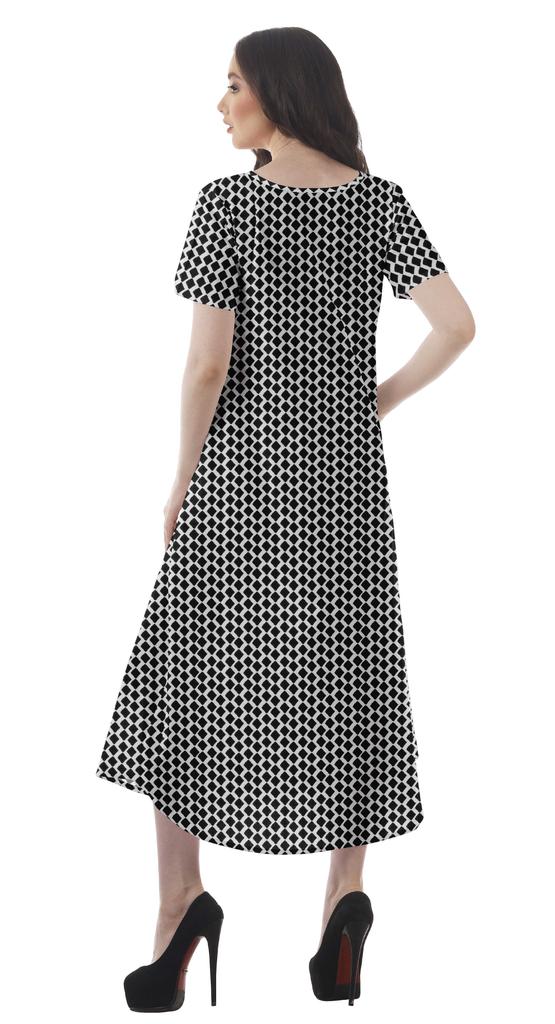 Moomaya Printed Sun Dresses Women Short Sleeve Cotton Flex Party Dress