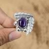 Natural African Amethyst Gemstone Promise Adjustable Ring 925 Silver For Girls