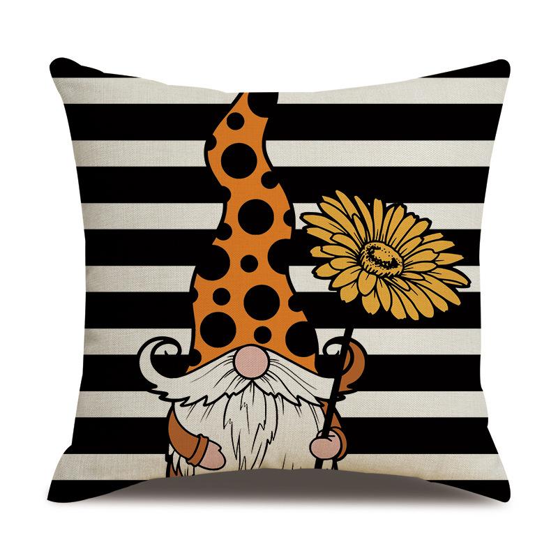 Thanksgiving Linen Pillowcase Autumn Pumpkin Print Pillow Cushion Cover