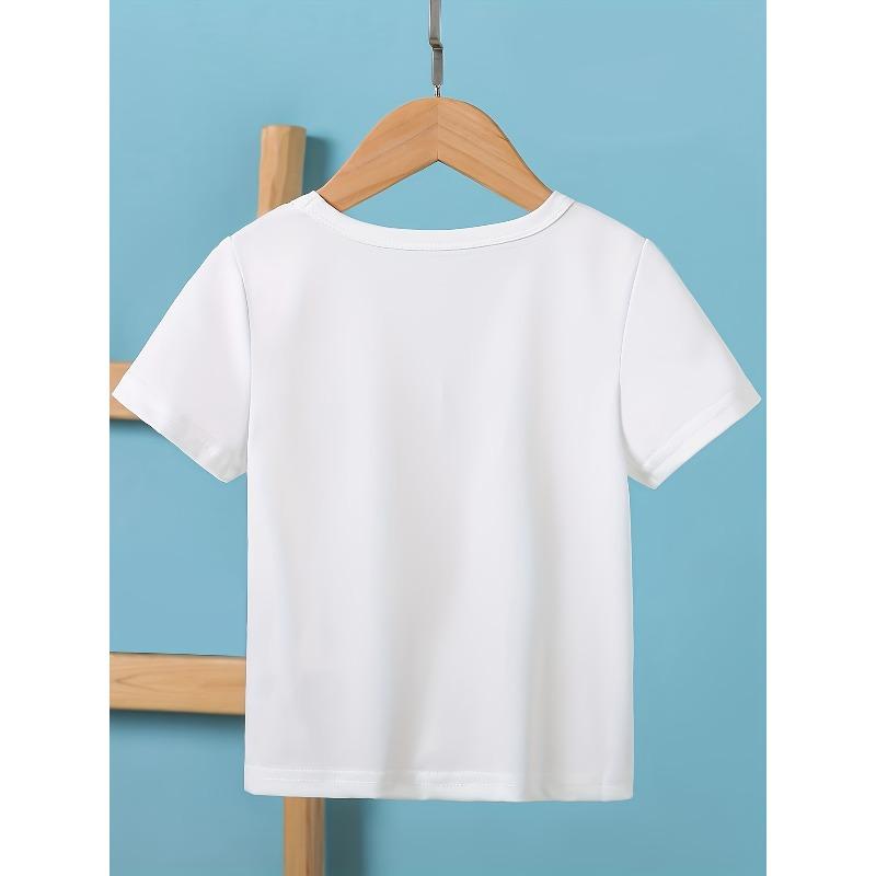 European sizes ''PAPA Told Me I Could'' Graphic Print Girls' Casual T-Shirt, Lightweight Comfy Short Sleeve Tee Cute Kids Tops