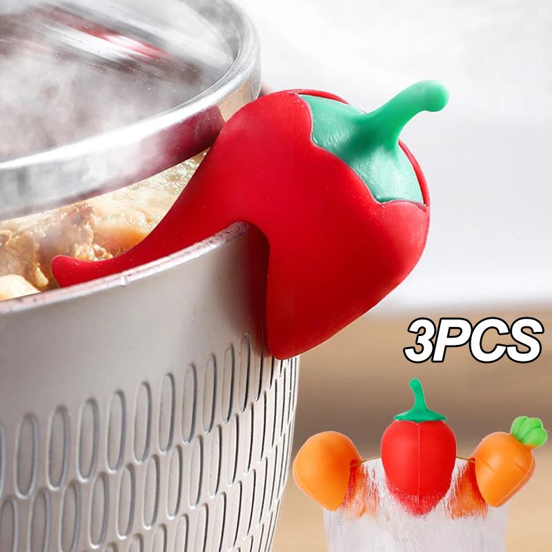 1/3 Stück Silikon-Topfdeckel Anhebender Halter Kochen Gekocht Spritzschutz Topfdeckel Gestell Stopper Küchenhelfer Überlaufschutz Anhebeklammer