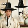 Korean Traditional Hat Hat, Anime Cosplay Accessory, Stage Performance Flat Formal Scholar Top with Beaded Chain for Cosplay, Party Costume
