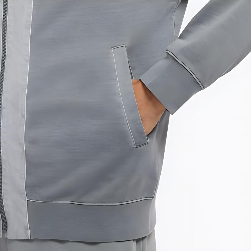 Nike Sportswear Solid Zip-Up Logo Print Jacket Men Outerwear Particle-Grey DM6896-073