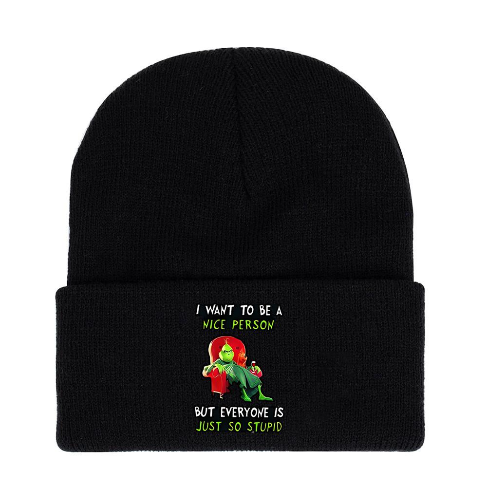 The Grinch Print Knit Hat With Earmuff Protection For Winter Warmth And Unisex Use