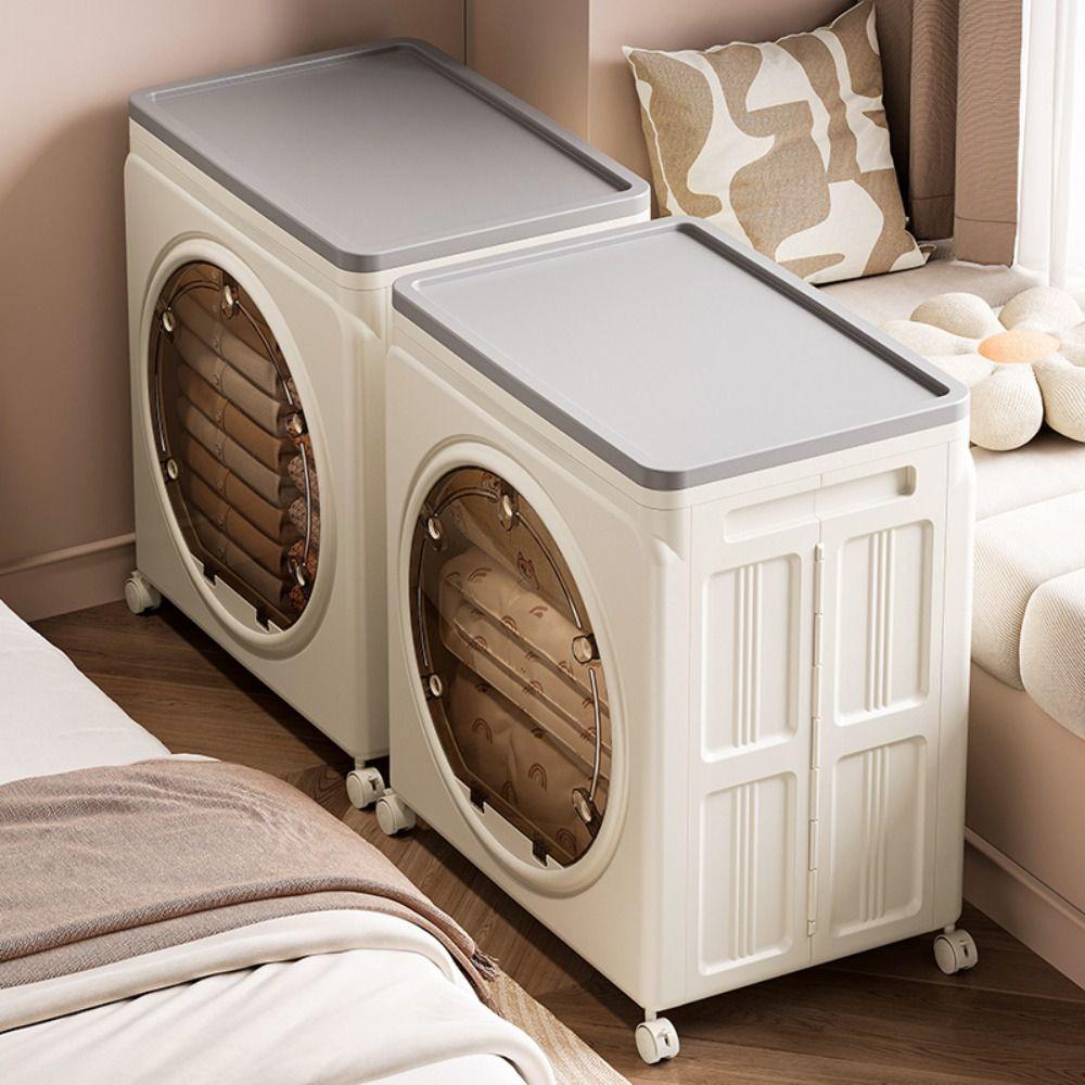 With Pulleys Foldable Storage Box Dustproof Toys Storage Basket Durable Storage Cabinet