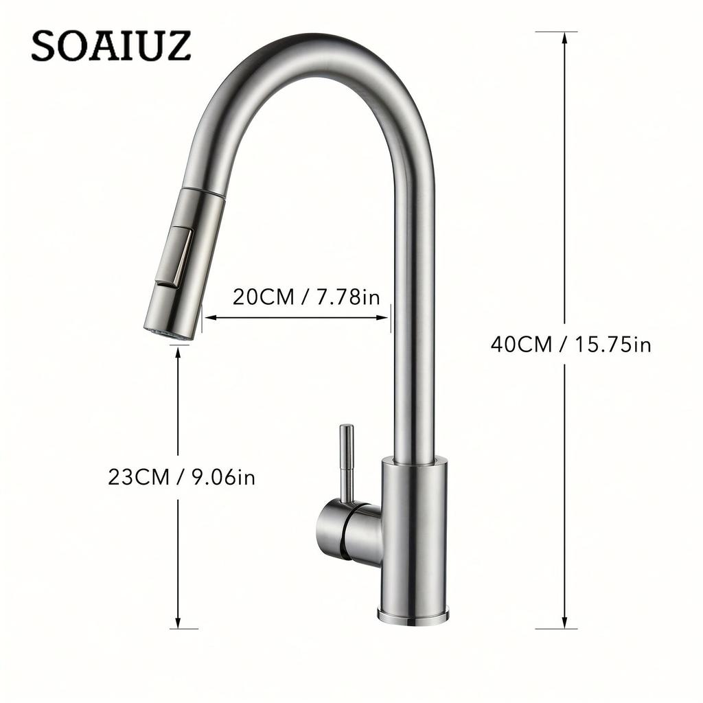 Ausziehbarer Einhebel-Küchenarmatur mit passendem Einlassschlauch, Einhebelmischer