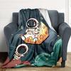 1pc Astronaut Moon Lightweight Flannel Blanket, Comfortable and Warm Blanket, for Office and Camping Sofa Bed, Livingroom047