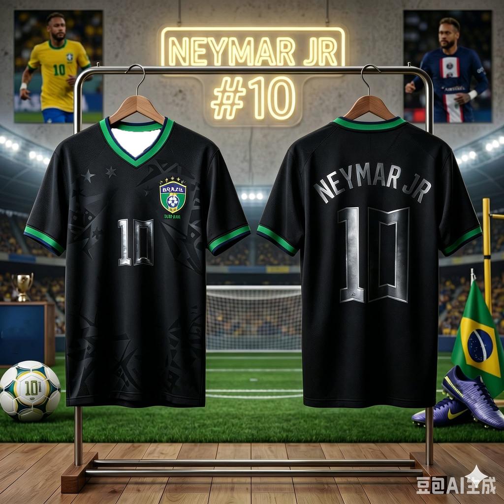 2026 Uomo Neymar Jr 10 Brasile Maglia da Calcio Classica Gialla Verde Stampata Manica Corta Maglietta da Calcio Poliestere Abbigliamento Sportivo per Tifosi