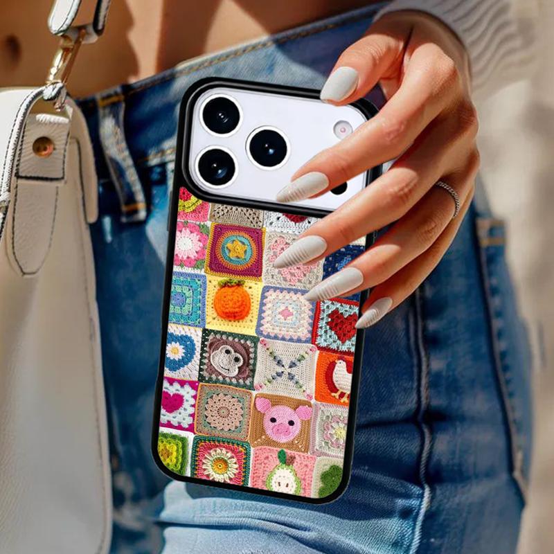 

Чехол для телефона крючком Бабушкин квадрат для iPhone 17 Air 14 15 13 12 Max Чехол для Apple 14 15 16 16e 11 Pro Max Plus iPhone 17pro