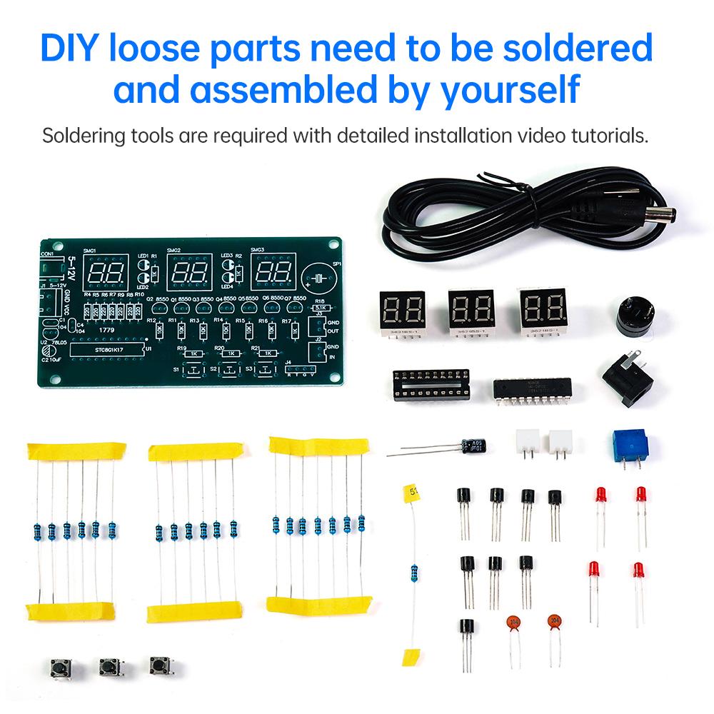 Red Display Digital Clock Module Electronic Kit C51 Electronic Clock DIY Kit DC 5-12V LED Digital Horologe Suite Timer Module