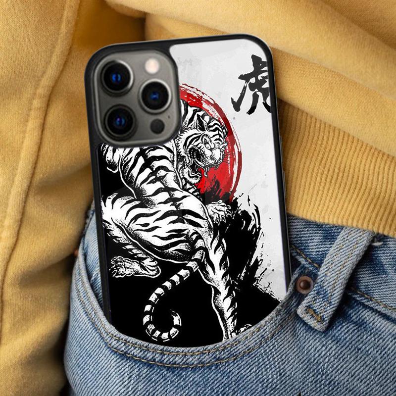 Japanese Tiger Soft Phone Case for iPhone 17 Air 16e Pro max 15 Pro 13 14 Plus 11 12 MagSafe Magnetic Coque