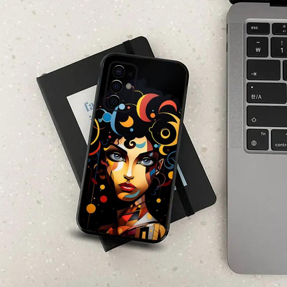 Colorful Art African Girl Black Phone Case For Samsung S24,S21,S22,S23,S30,Ultra,S20,Plus,Fe,Lite,Note,10,9,5G Black Soft Cover