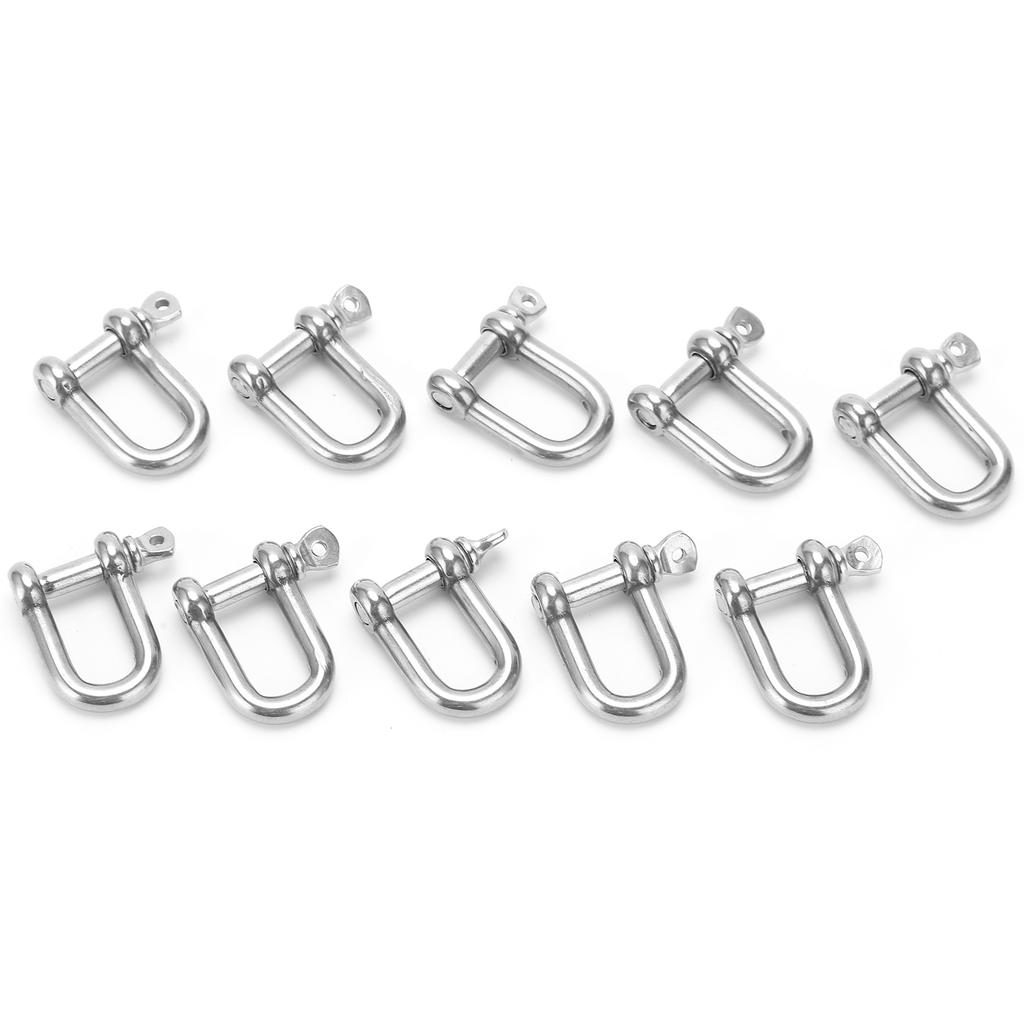 10Pcs M5 Straight D Shackle Stainless Steel D Type Rigging Chain Shackle Hook Sling Screw